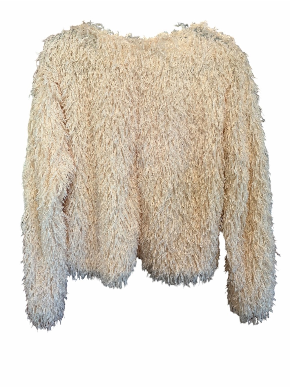 Love Riche Cream Fuzzy Crew Neck Feather Sweater - Picture 4 of 8